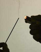 Light background with incense smoke and lighter
