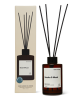 Smoke & Musk Reed Diffuser 150ml by Earl of East in amber glass bottle with reeds