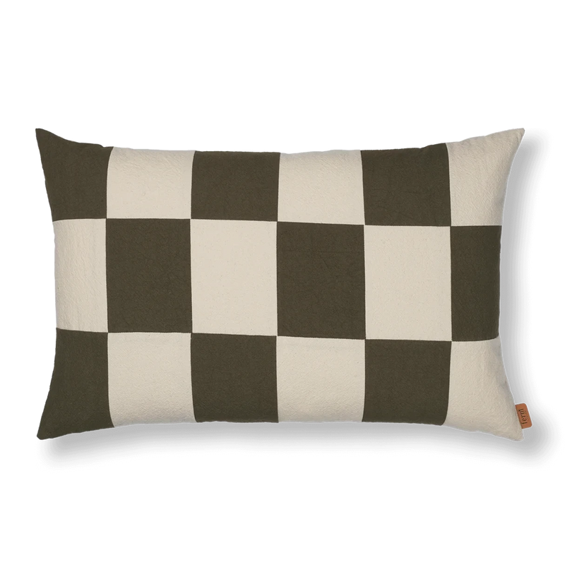  Fold Patchwork Cushion, Olive by ferm LIVING 