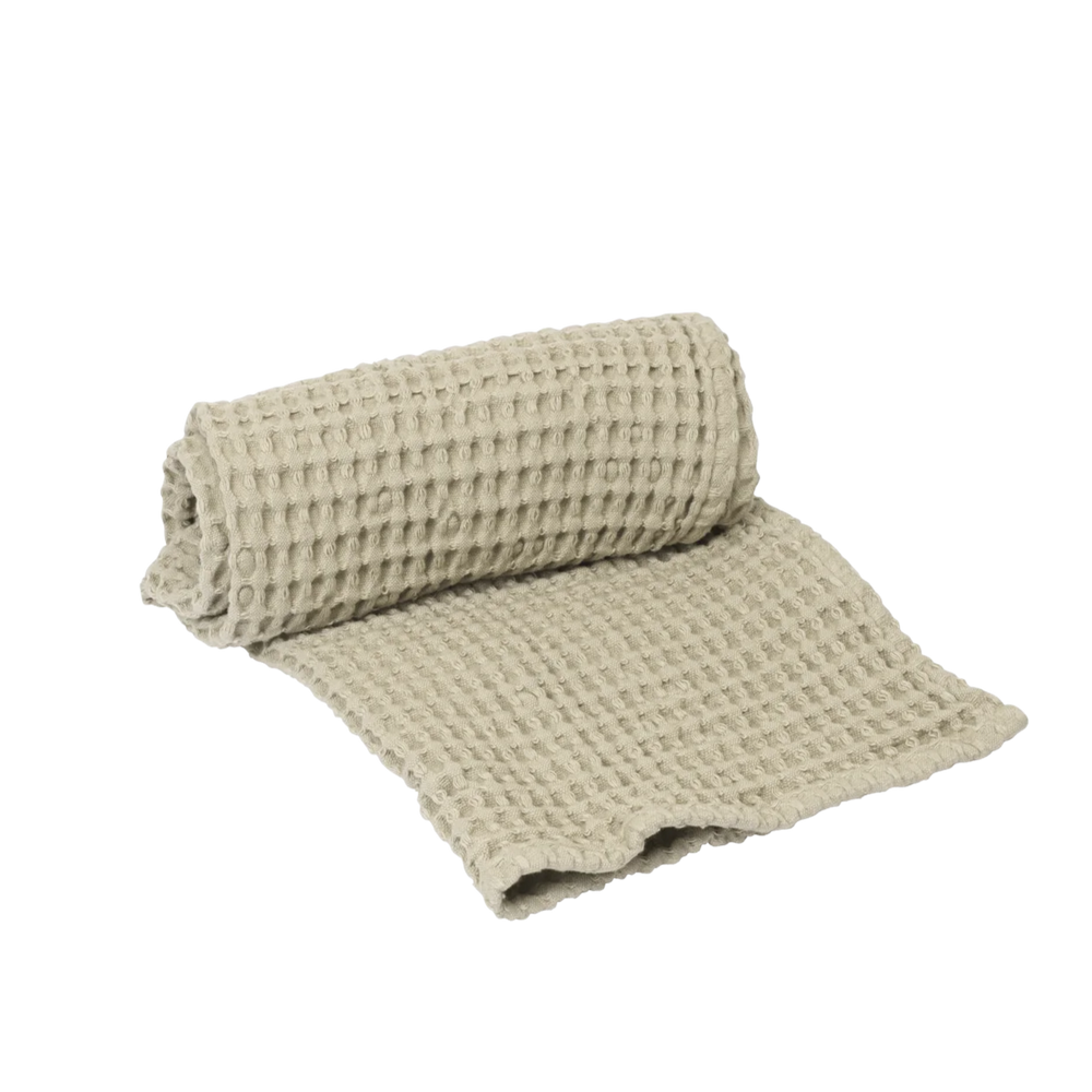 Organic Hand Towel, Light Celedon by ferm LIVING, rolled