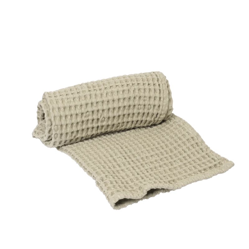  Organic Hand Towel, Light Celedon by ferm LIVING, rolled 