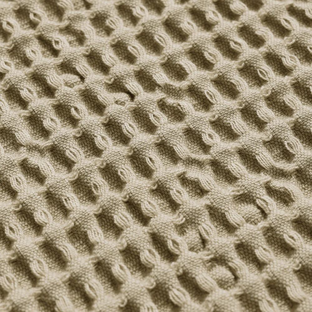 Organic Hand Towel, Light Celedon by ferm LIVING, close-up of the waffle weave
