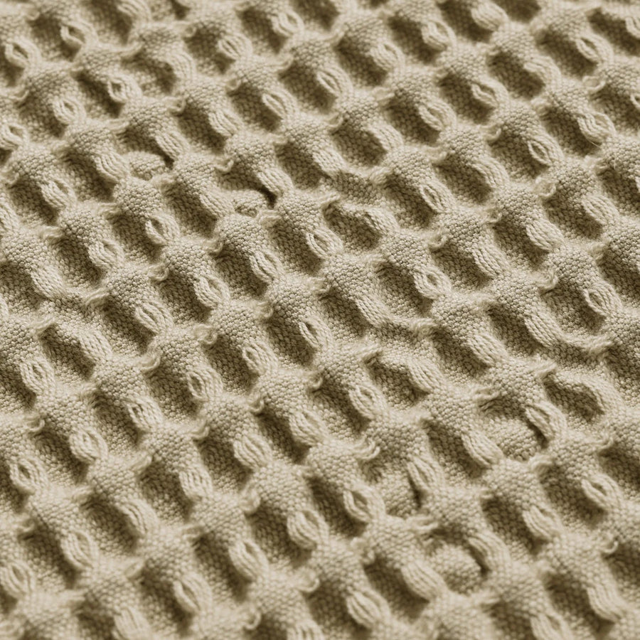 Organic Hand Towel, Light Celedon by ferm LIVING, close-up of the waffle weave