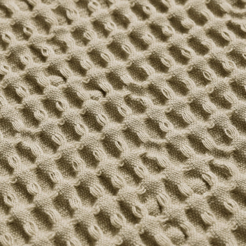 Organic Bath Towel, Light Celedon by ferm LIVING, close-up of the waffle weave