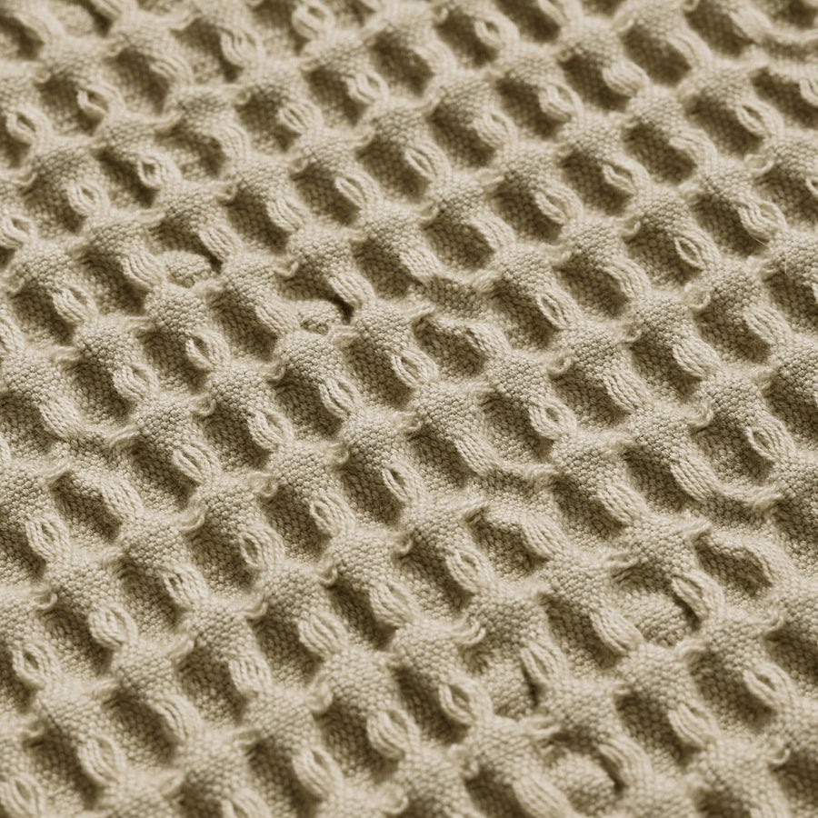 Organic Bath Towel, Light Celedon by ferm LIVING, close-up of the waffle weave