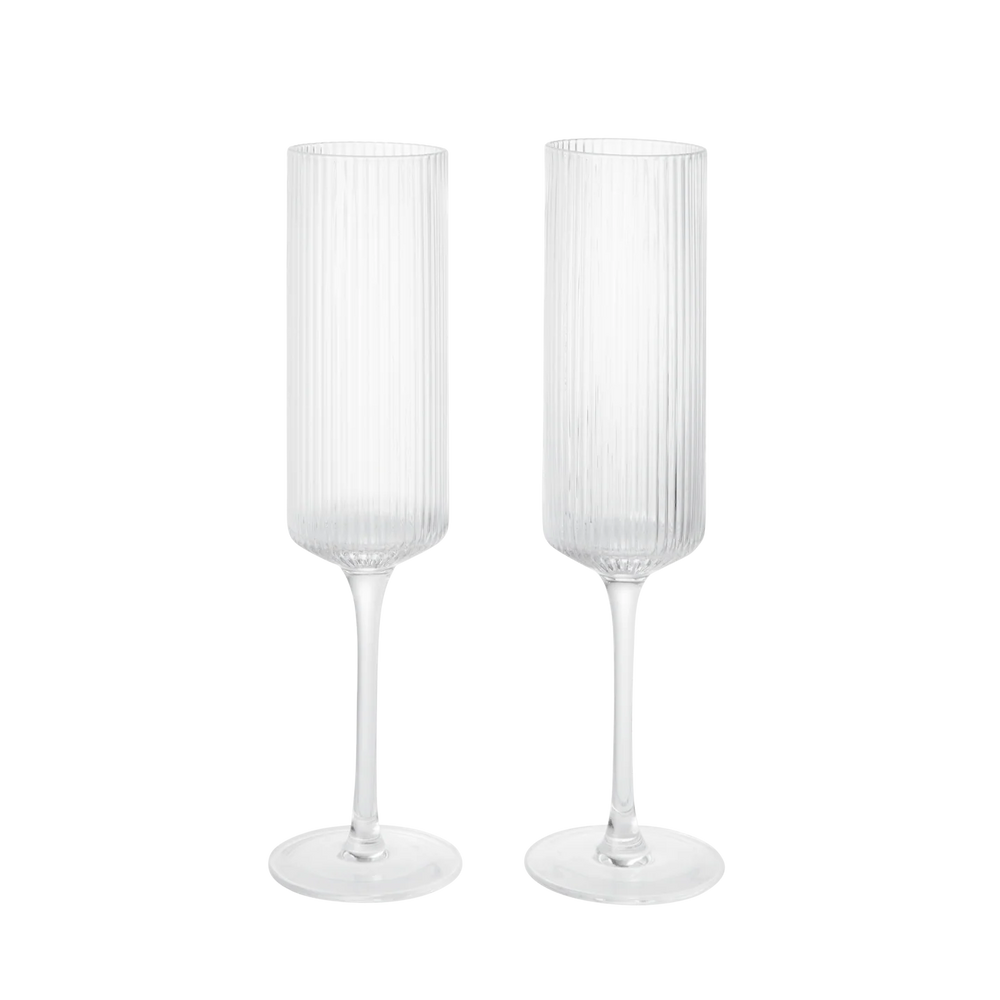 Ripple Champagne Flutes, Clear by ferm LIVING