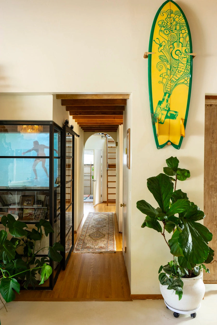 Surf Shacks by Gestalten, example spread showing a beach house hallway