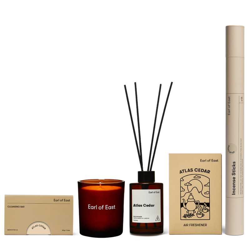  Atlas Cedar Signature Scent Bundle by Earl of East, bundle with candle, diffuser and incense 