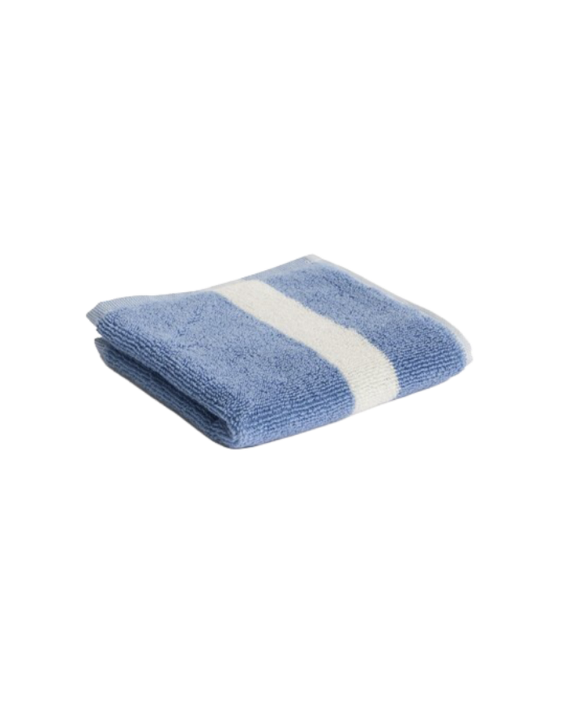  Stripe Wash Cloth in Dusty Blue by HAY, folded 
