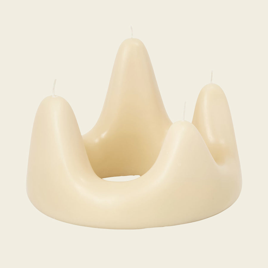 Cream sculptural crown-shaped candle