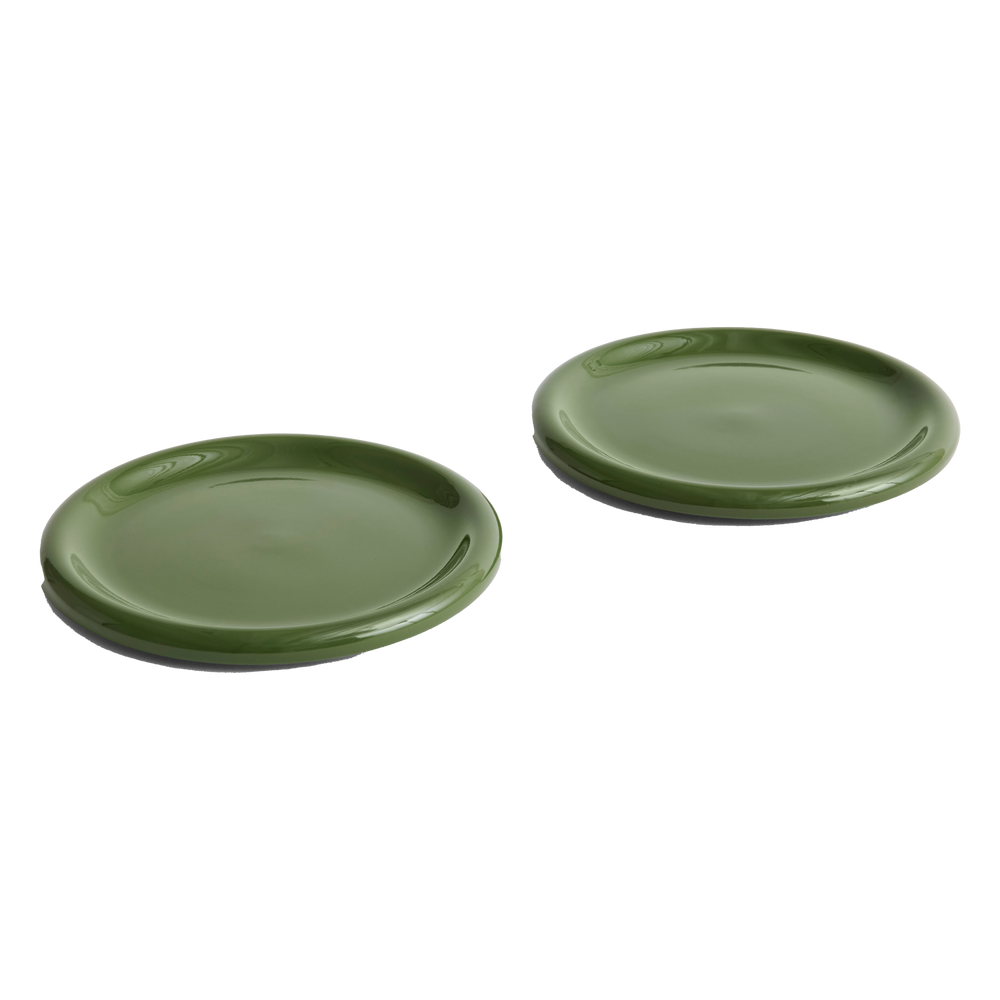 Barro Plate set of 2, Ø24, Green by HAY