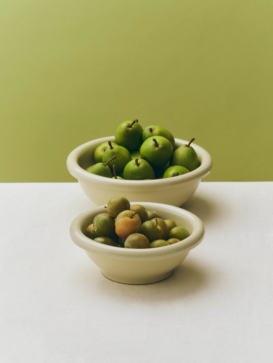 Barro Salad Bowl, Small, Pistachio by HAY, filled with olives on a pistachio backdrop