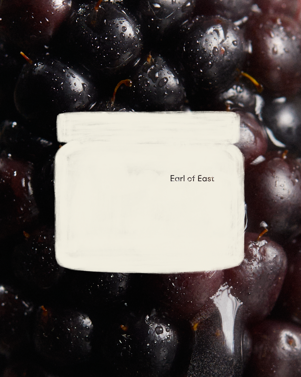 Jardin de la Lune Large Scented Candle, 500ml by Earl of East, against dark grapes