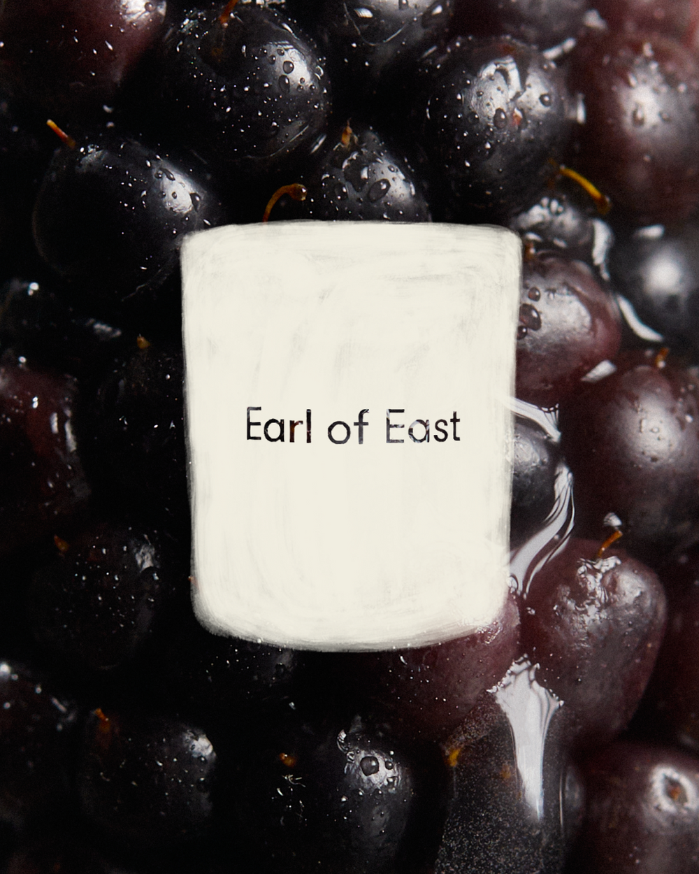 Jardin de la Lune Scented Candle, 260ml by Earl of East, against dark grapes