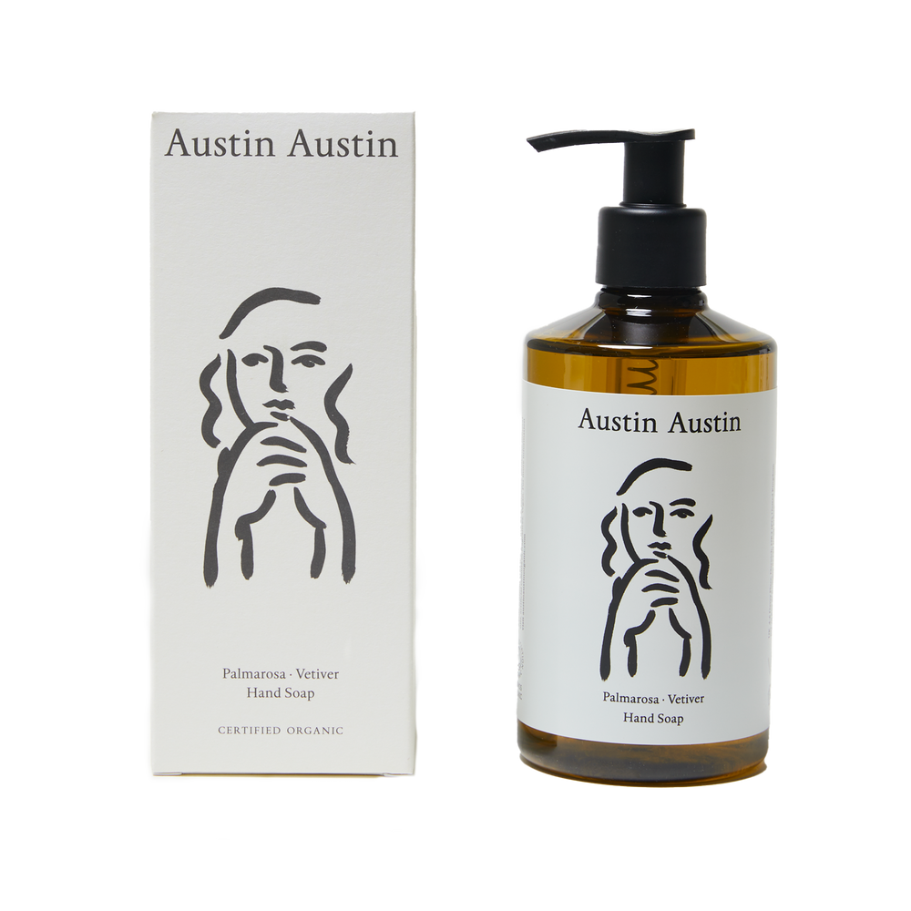 Palmarosa & Vetiver Hand Soap, 300ml by Austin Austin, with its box