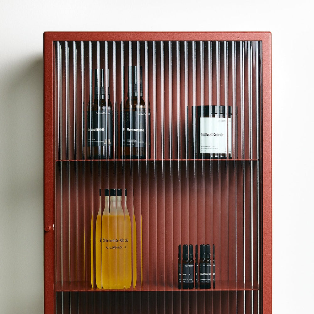 Haze Wall Cabinet, Reeded Glass, Oxide Red by ferm LIVING