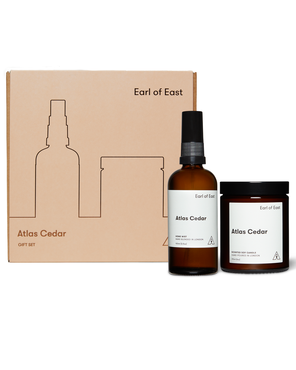 Atlas Cedar Duo Gift Set by Earl of East with 170ml scented candle and 100ml Home Mist