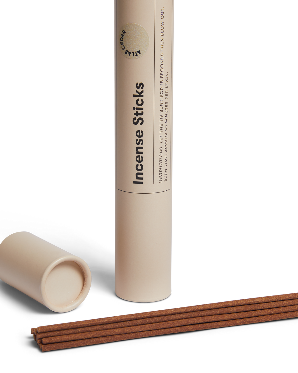 Atlas Cedar Incense Sticks by Earl of East, with sticks out of the tube