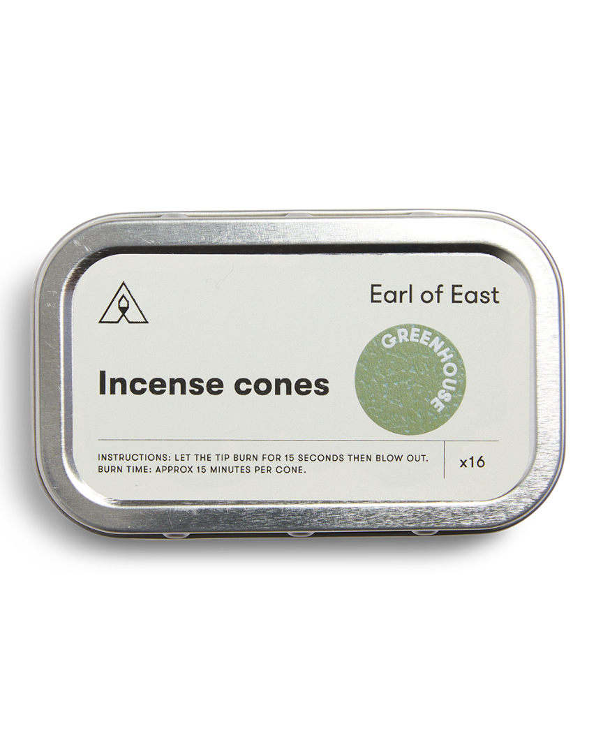 Greenhouse Incense Cones by Earl of East in recyclable aluminium tin