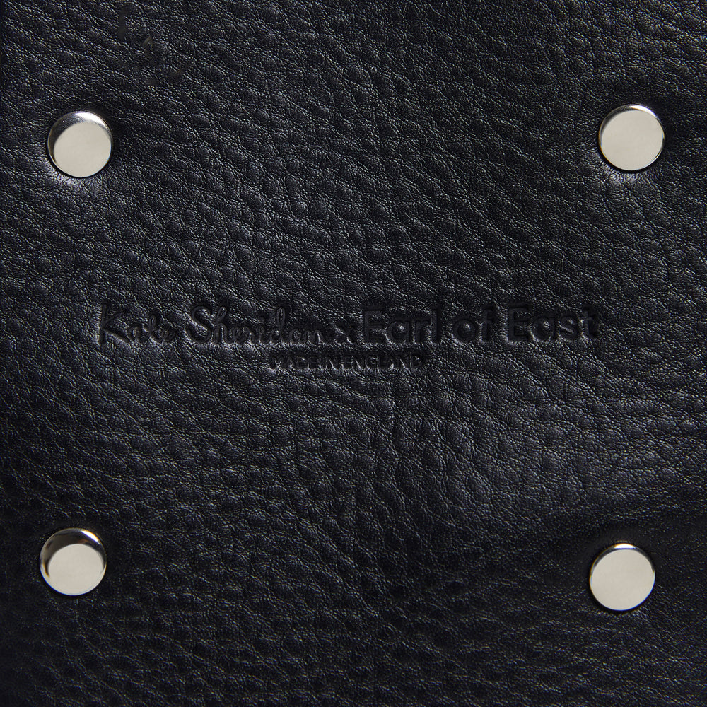 Leather Jigsaw Pouch, Tumbled Black by Earl of East x Kate Sheridan, close-up of embossed leather