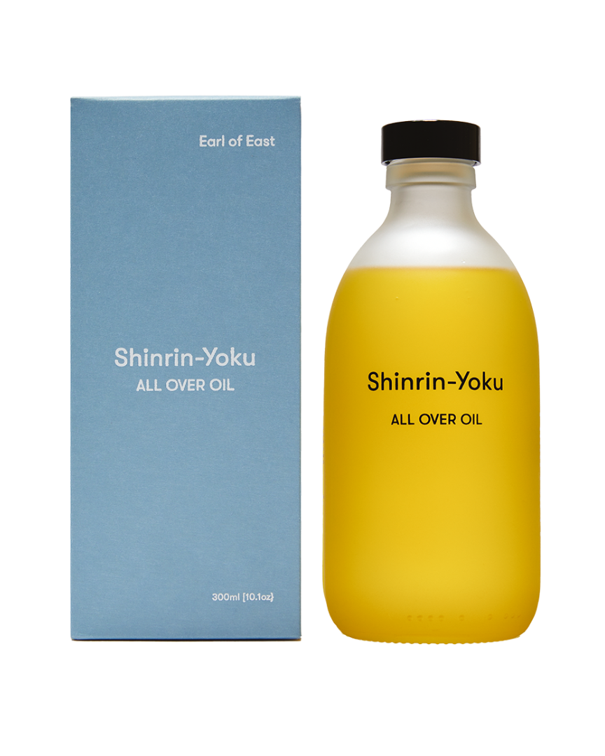 Earl of East Shinrin-Yoku All Over Oil in glass bottle with black cap and luxury packaging