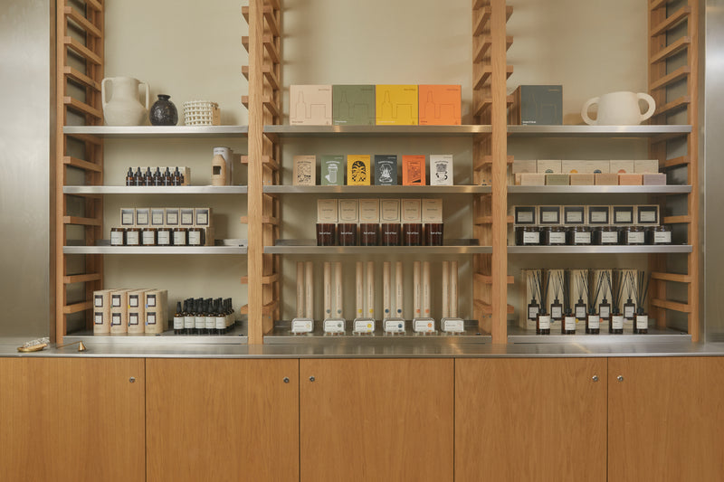 Earl of East Soho store shelves stocked with candles and fragrance