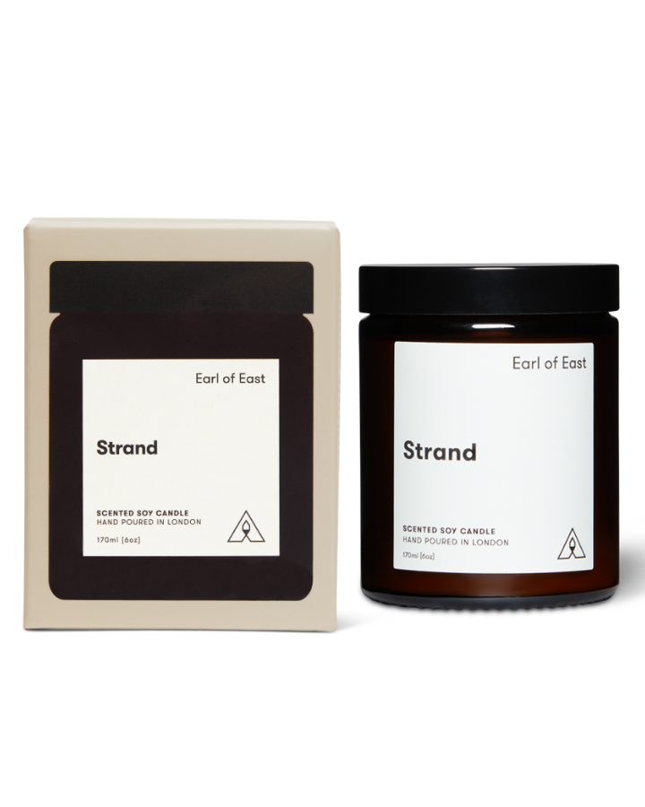 Strand Scented Candle 170ml by Earl of East in amber glass vessel