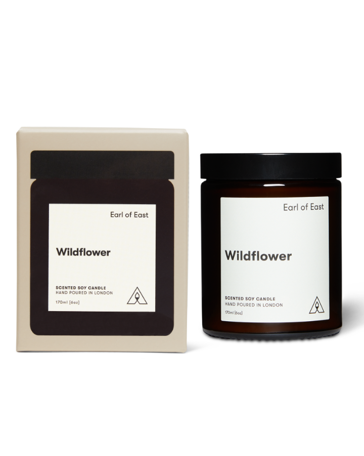  Wildflower Scented Candle 170ml by Earl of East in amber glass vessel 