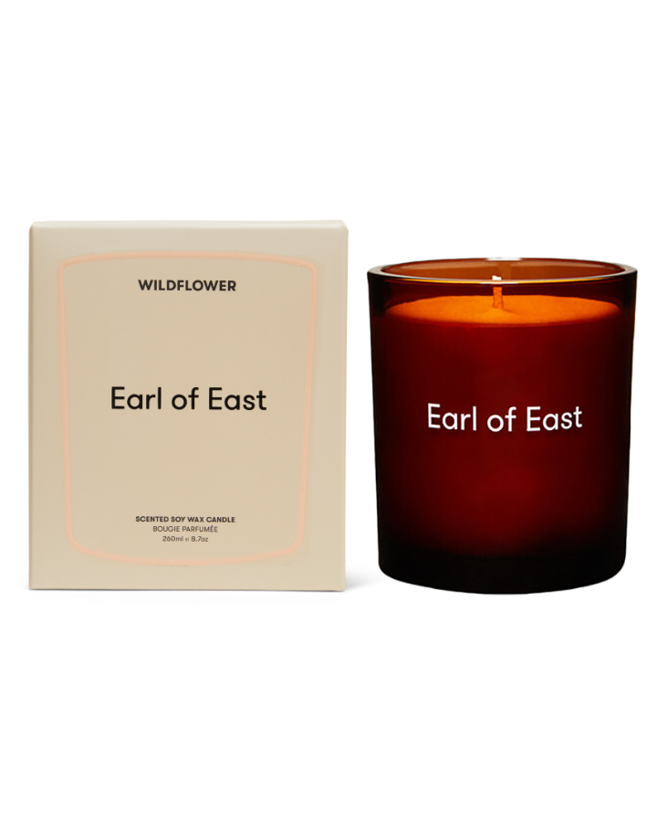 Wildflower Scented Candle 260ml by Earl of East in amber glass vessel