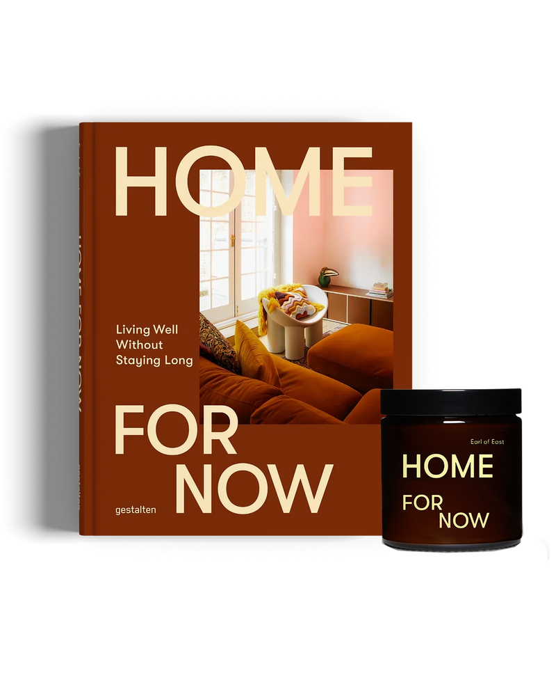  Home For Now Book and Candle Set by Earl of East, featuring the Gestalten interiors book and an Earl of East scented candle. 