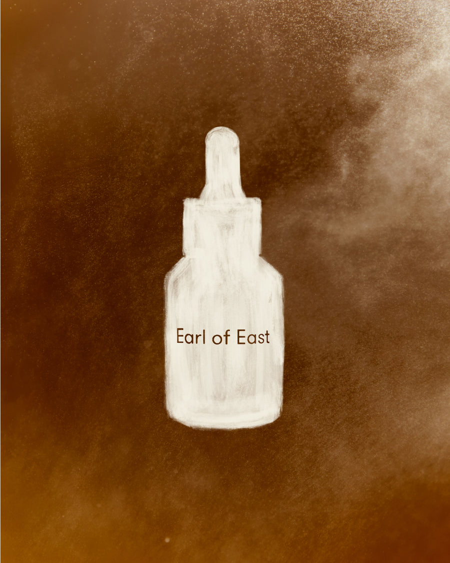 Smoke & Musk Fragrance Oil Blend, 30ml by Earl of East, on a brown background