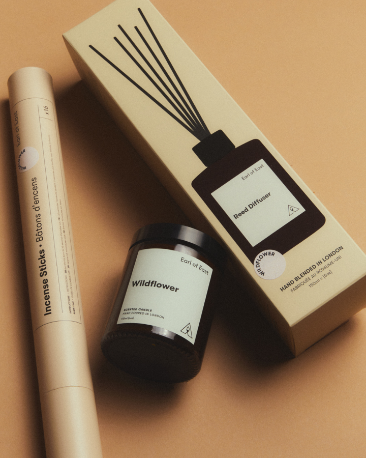 Wildflower Scent Layering Set by Earl of East, on a tan background