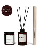 Wildflower Scent Layering Set by Earl of East with incense sticks, 170ml scented candle and reed diffuser