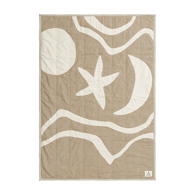  Kove Applique Quilted Blanket, Tan/Cashmere by ferm LIVING 