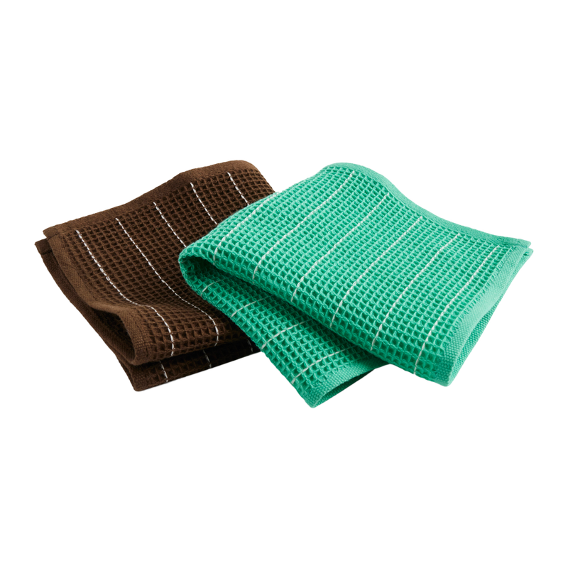 Canteen Dish Cloth Set of 2, Chocolate/Emerald Pinstripe by HAY 