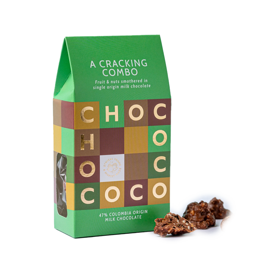 A Cracking Combo chocolate box with a bowl of chocolates