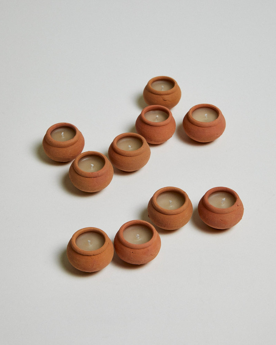 Handmade Terracotta Beeswax Tea Lights, Box of 10 by Dalit Goods Co
