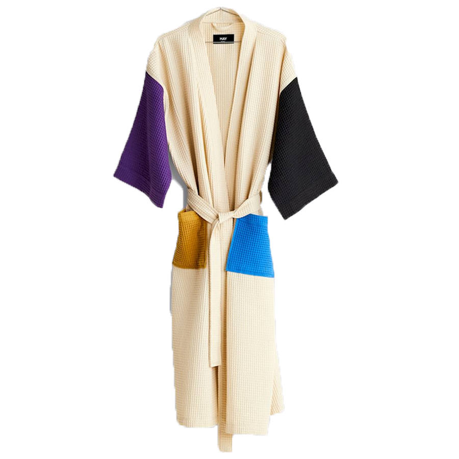Waffle Bathrobe, Cream Multi by HAY