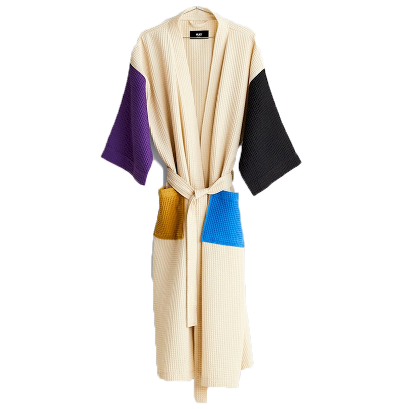  Waffle Bathrobe, Cream Multi by HAY 