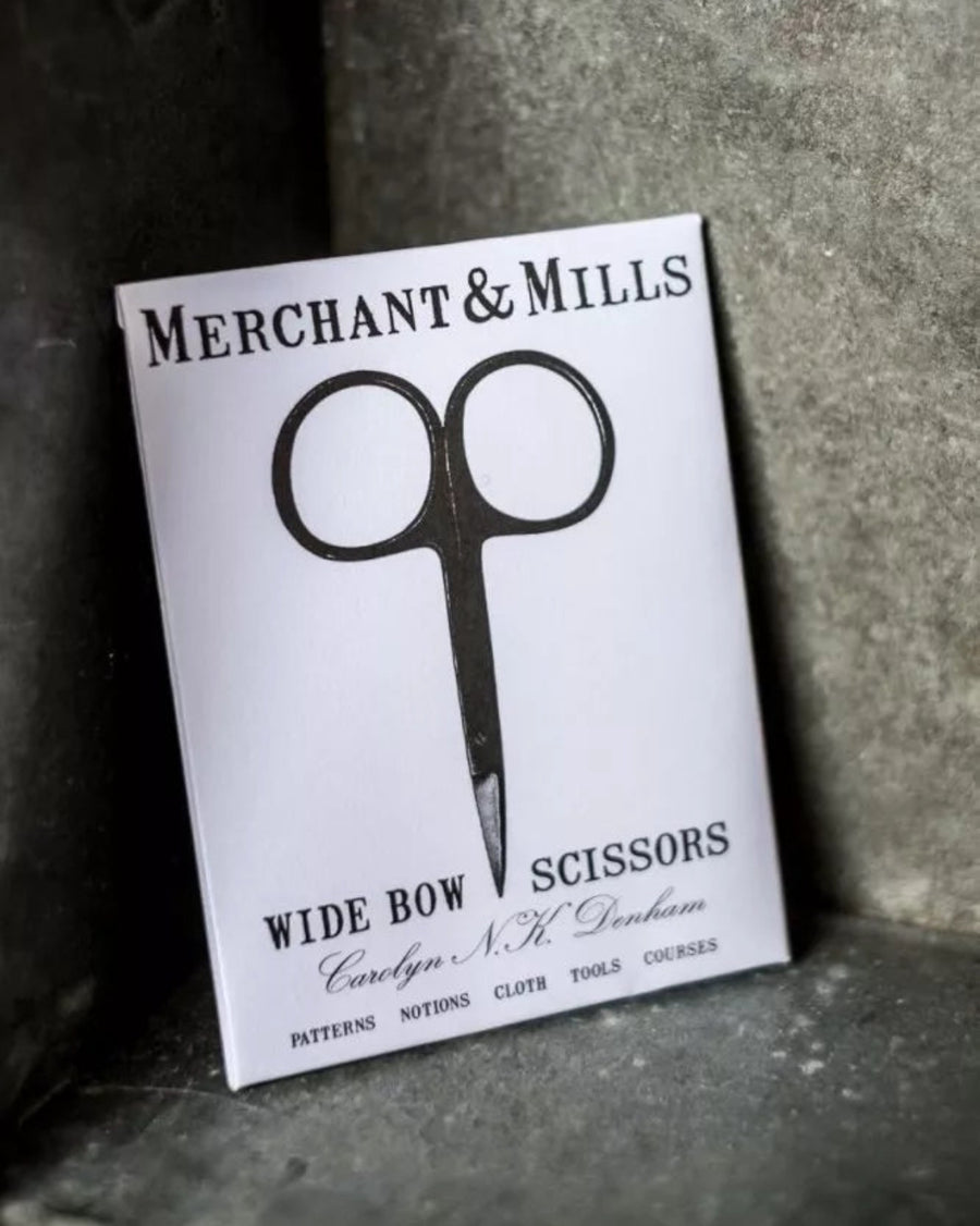 Wide Bow Scissors by Merchant and Mills, on its packaging