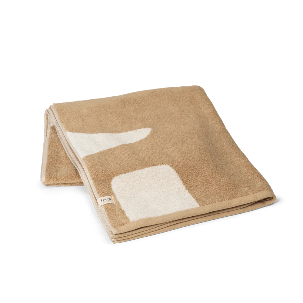 Ebb Bath Towel, Sand/Off-White by ferm LIVING, folded