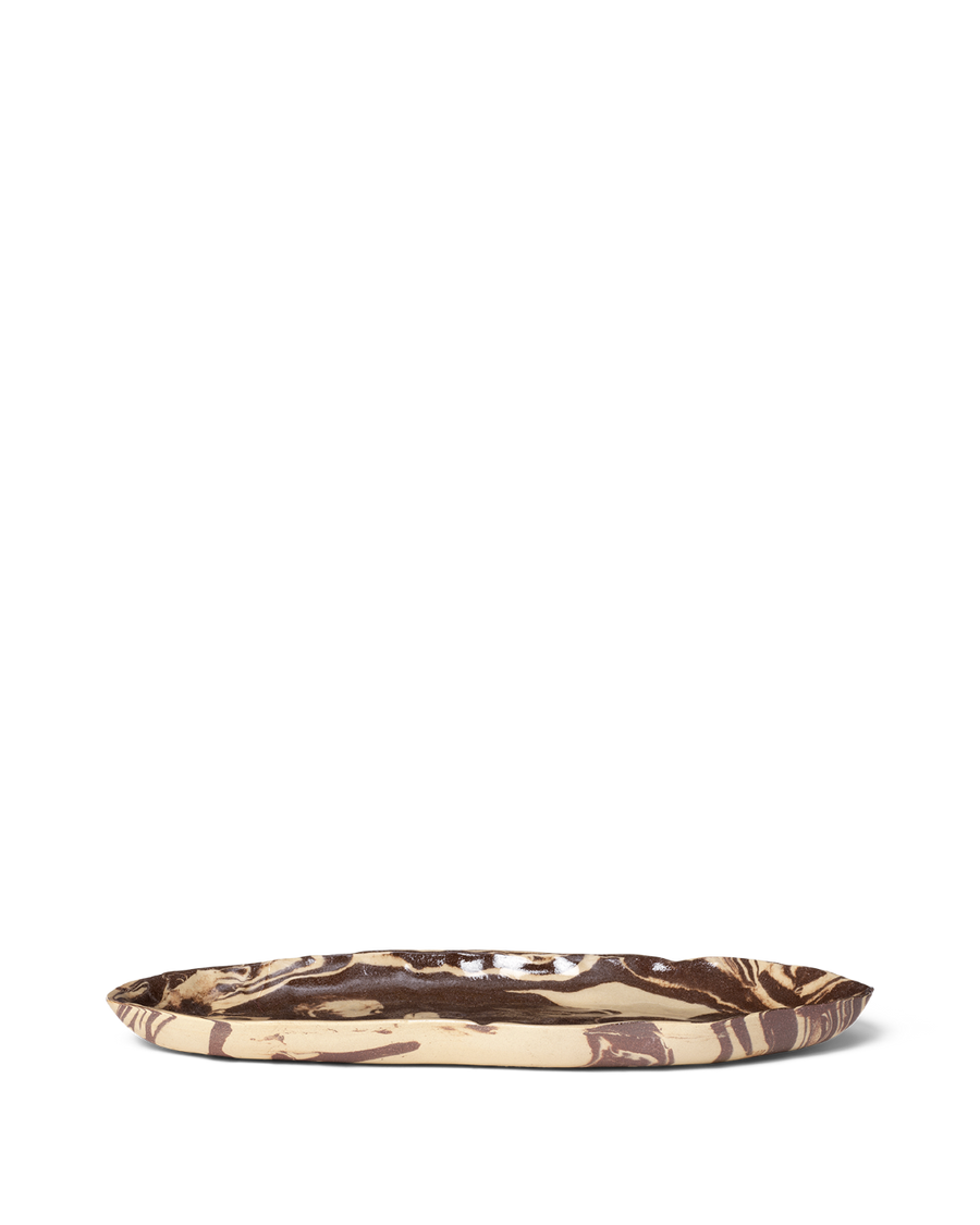 Ryu Platter, Sand/Brown, 37cm by ferm LIVING, side view