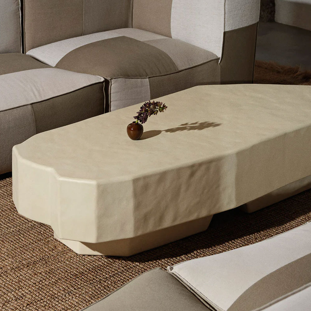 Staffa Coffee Table, Large, Ivory by ferm LIVING, in a living room