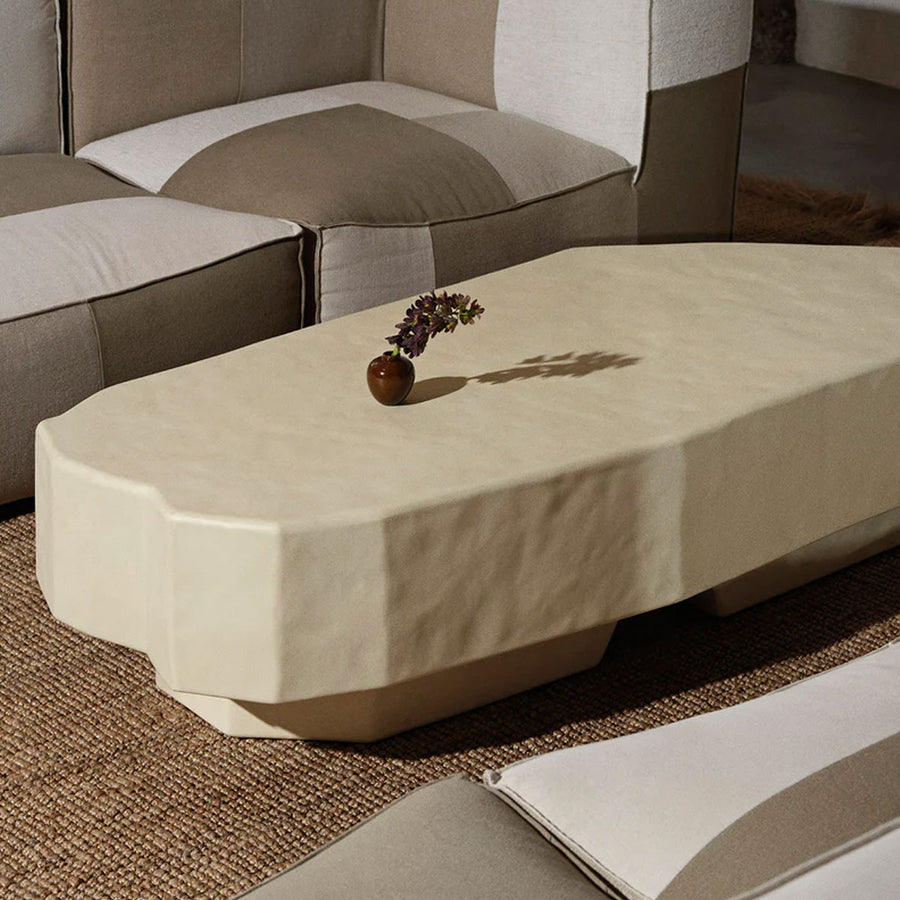 Staffa Coffee Table, Large, Ivory by ferm LIVING, in a living room