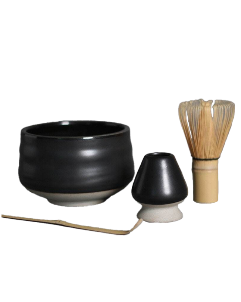  Ceramic Classic Matcha Set, Black by Gohobi, with bowl, whisk and scoop 