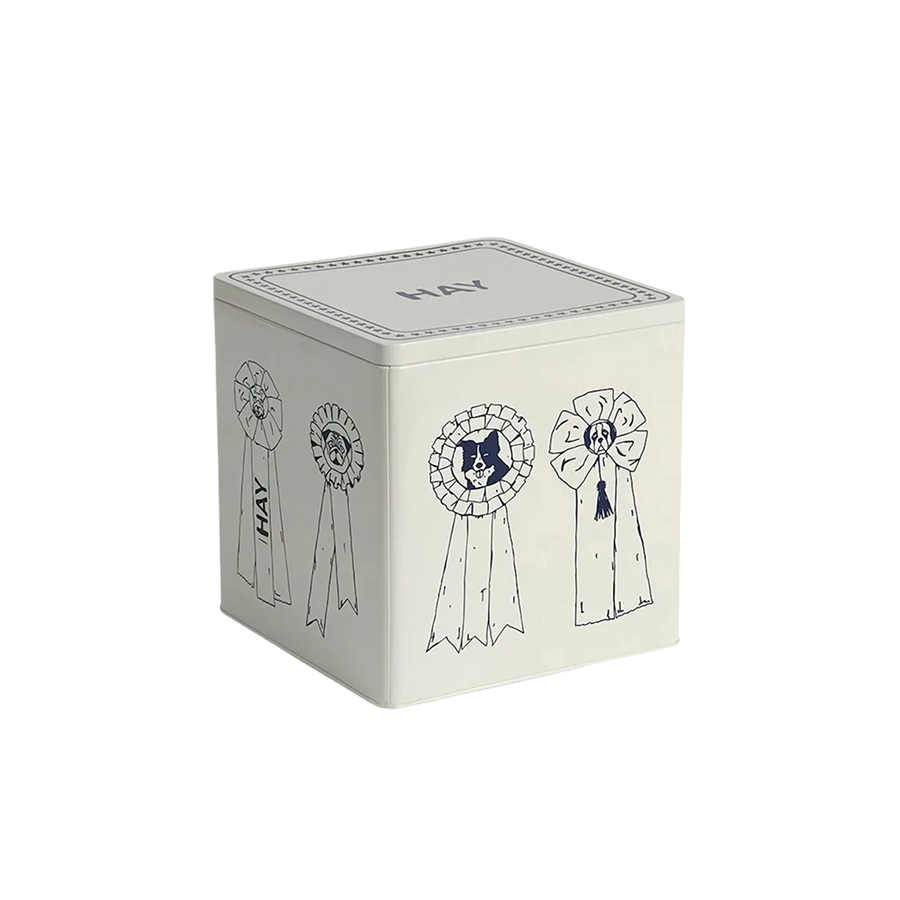 Dog Food Tin Container, Large Blue and Off-White by HAY