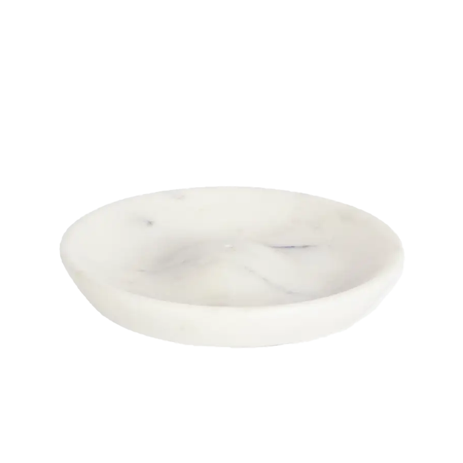 Round Marble Incense Holder, White by Madam Stoltz