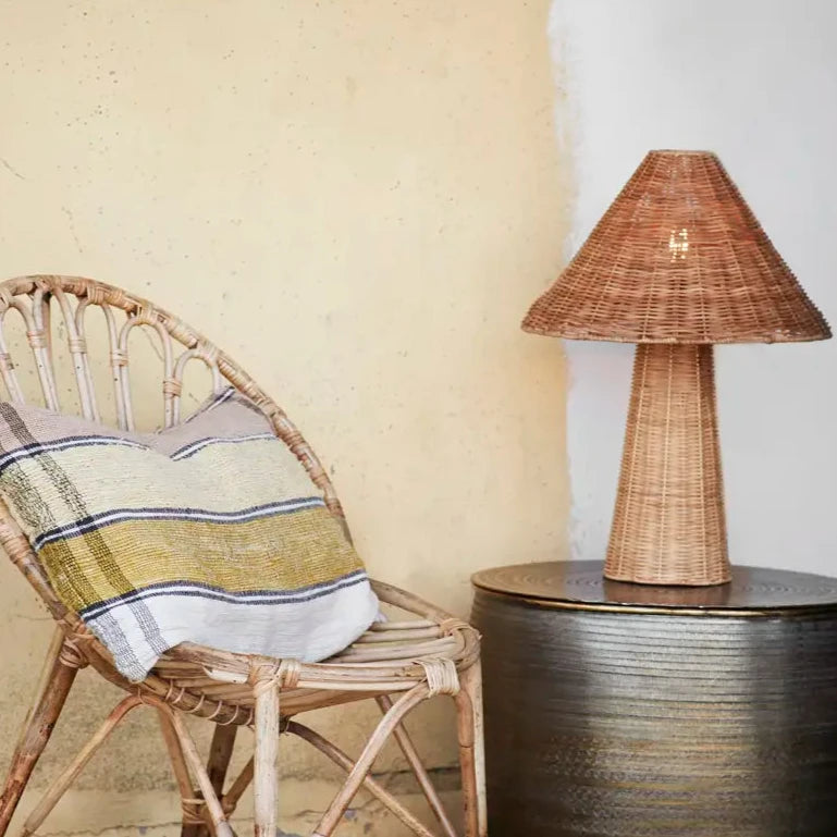 Table Lamp, Rattan by Madam Stoltz, on a side table