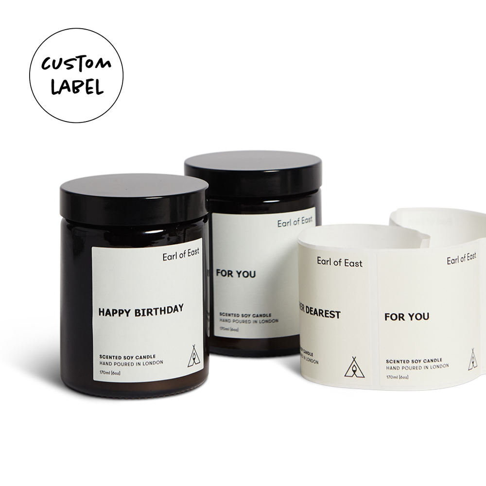 Customised Scented Candle, 170ml by Earl of East, with personalised labels