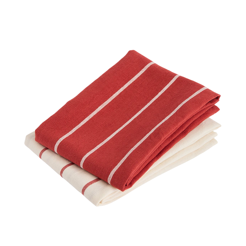  Outdoor Market Tea Towel, Set of 2, Red & Beige by HAY, folded 